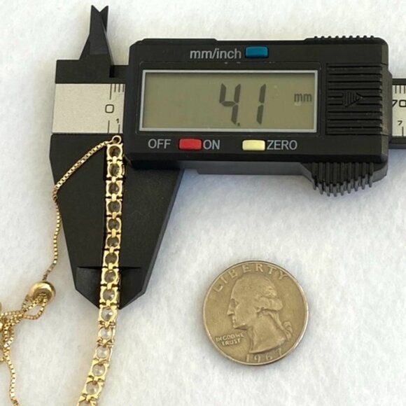 Sterling Silver 925 Yellow Gold Vermeil CZ Tennis Bracelet 6-8" Bolo Box Chain - Picture 13 of 16